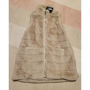 Donna Salyers Stone Faux Fur Weekender Zip Vest Size XL *NWT